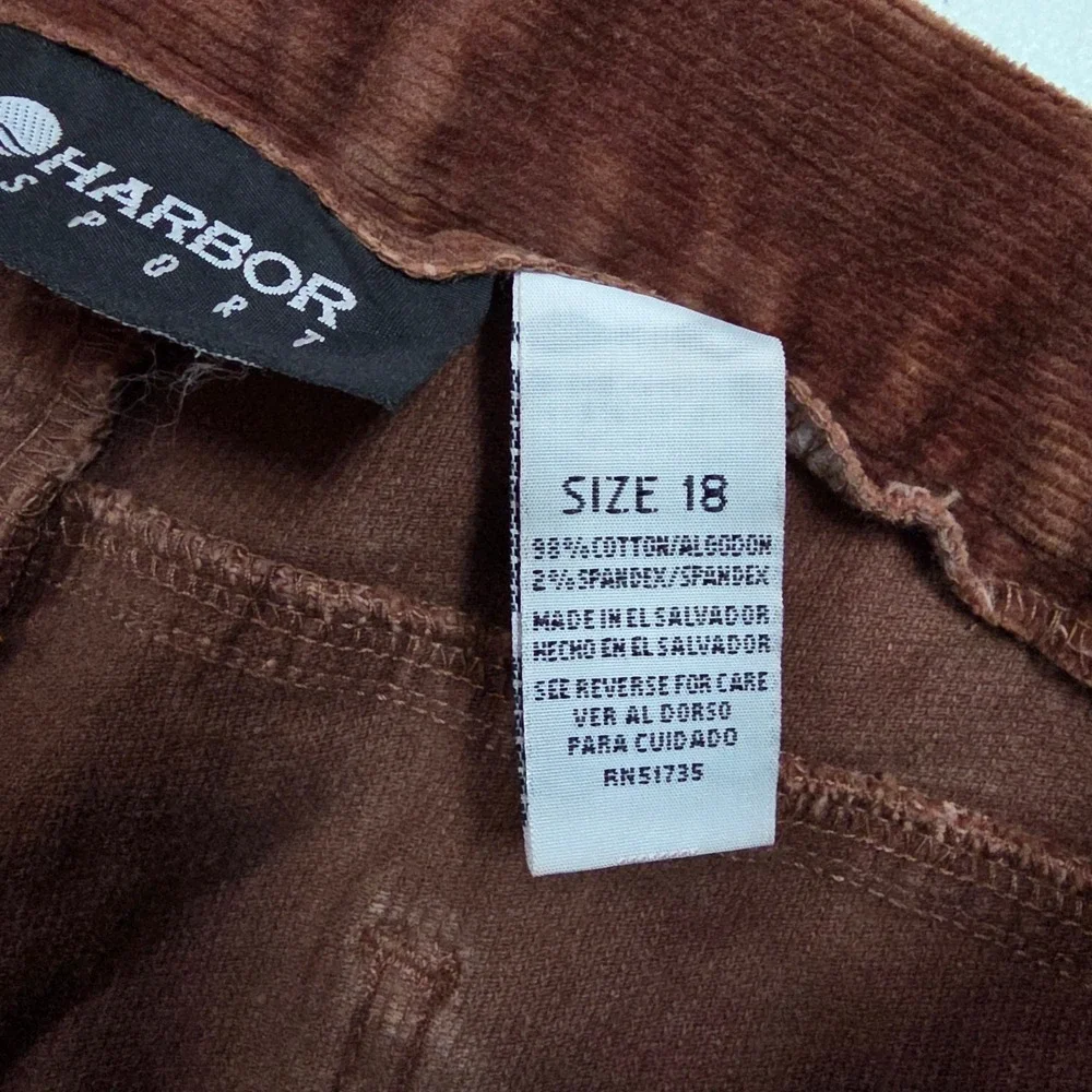 Sag Harbor Sport Rust Brown Corduroy Pants Womens 18 High Rise Straight Wide Leg